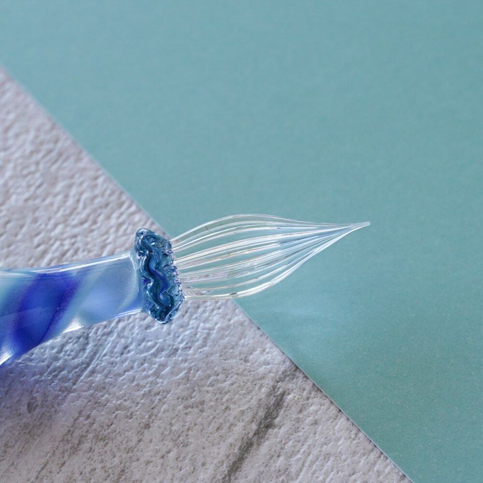 kokeshi・藤田えみ｜リボンケーンLollipop shortガラスペン《スカイ