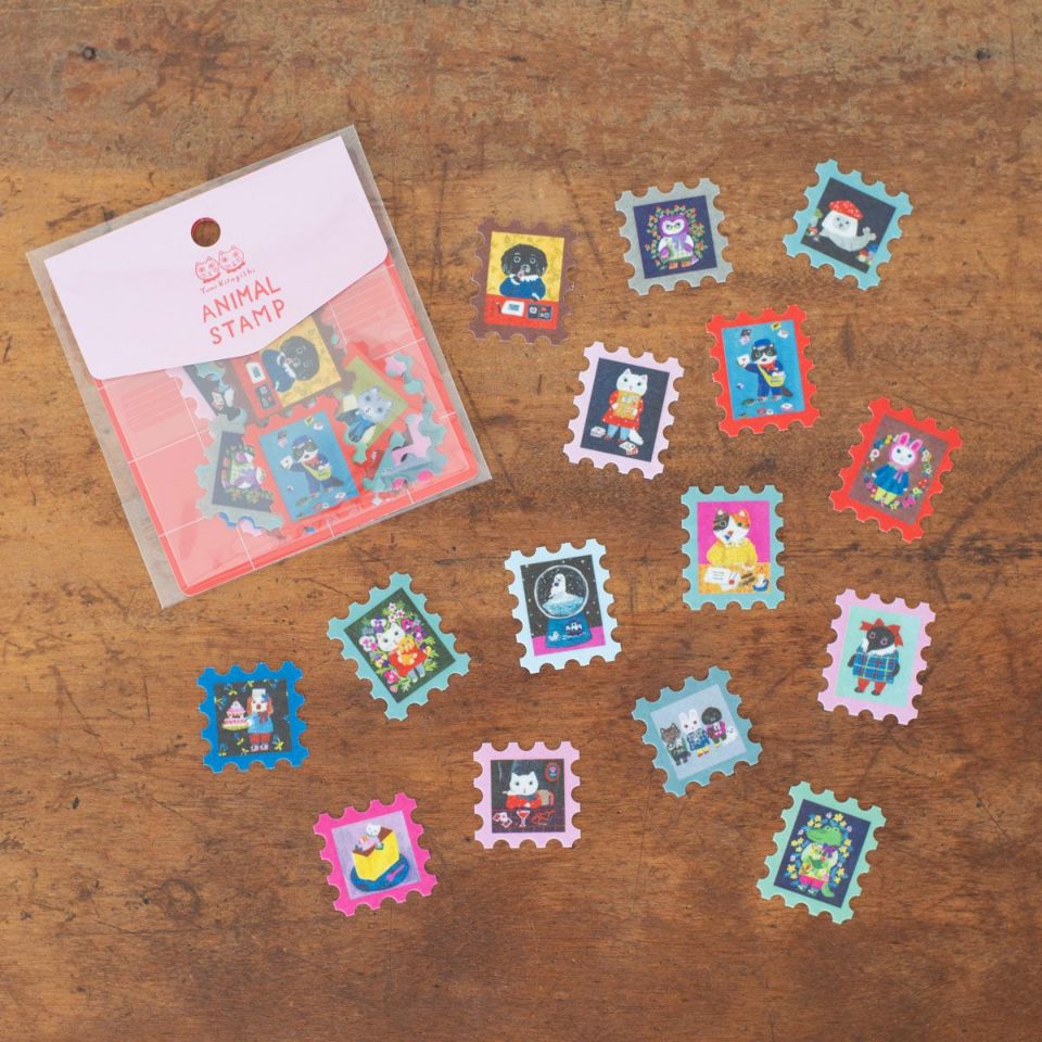 手紙社｜北岸由美・フレークシール「ANIMAL STAMP」 | 月刊手紙舎