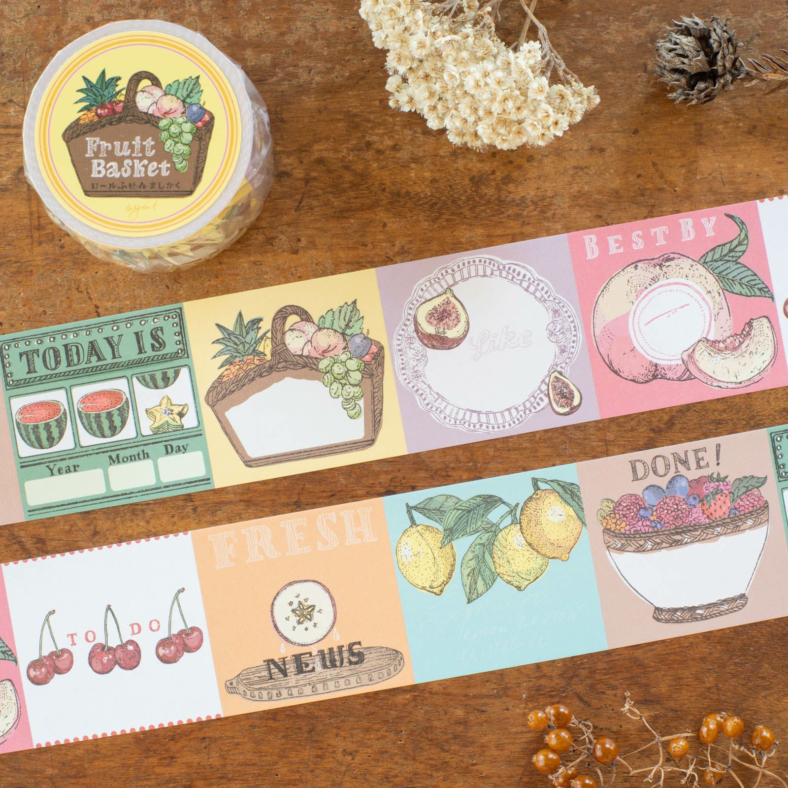 手紙社｜いのうえ彩・ロールふせんましかく「FRUIT BASKET」 | 月刊手紙舎