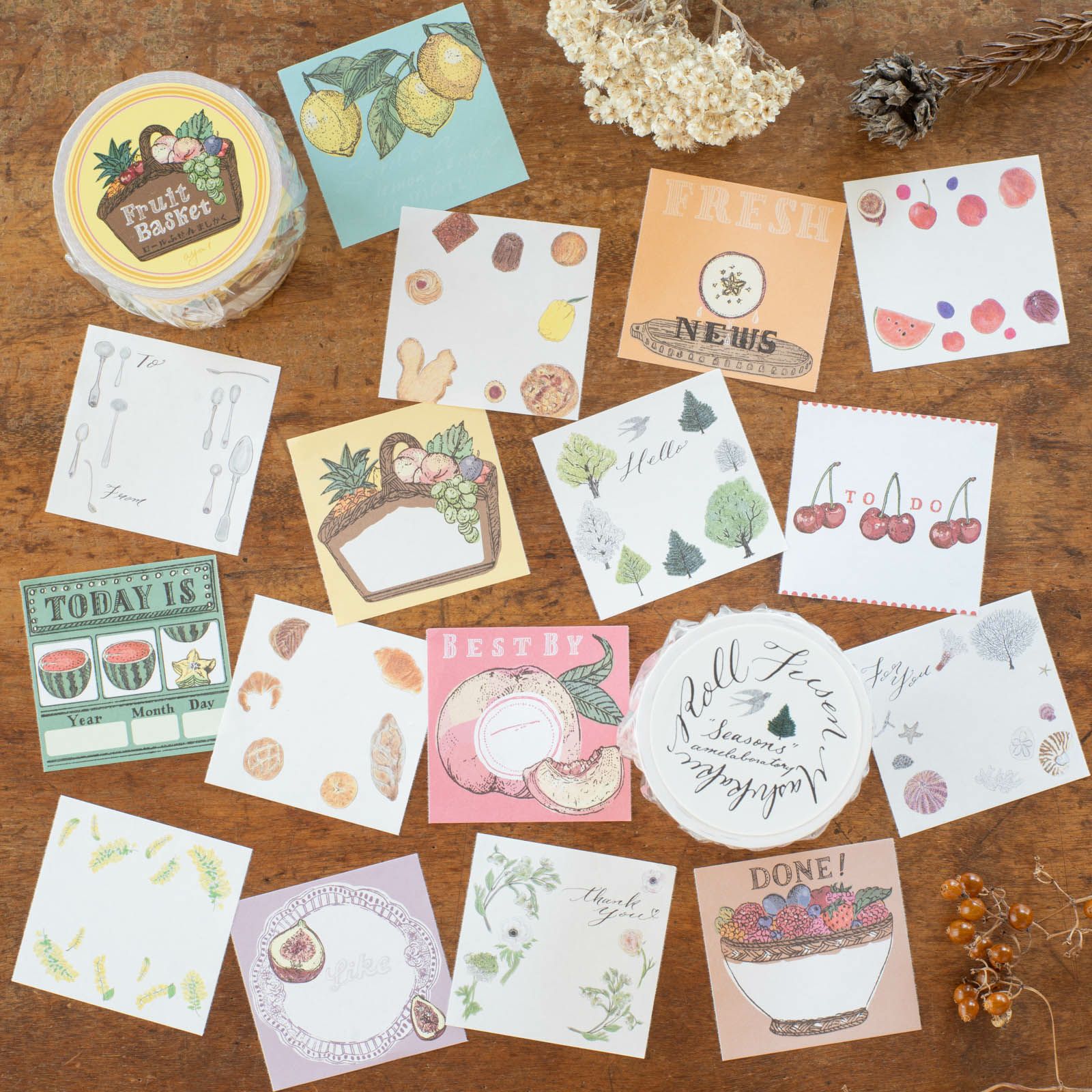 手紙社｜いのうえ彩・ロールふせんましかく「FRUIT BASKET」 | 月刊手紙舎