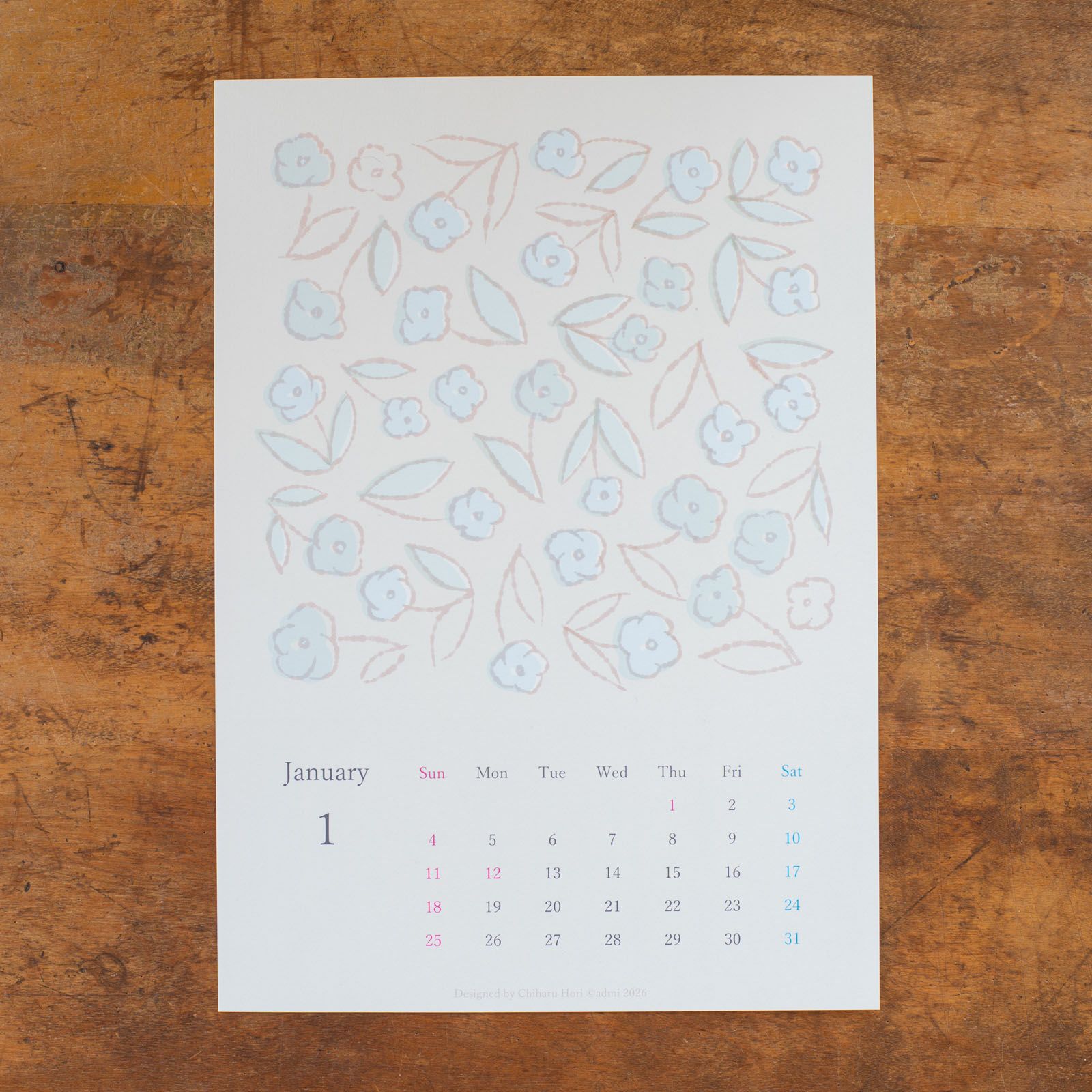 admi｜2026年カレンダー1月