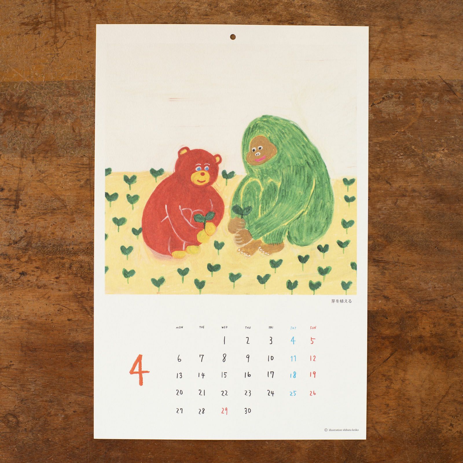 2026年柴田ケイコカレンダー壁掛け4月